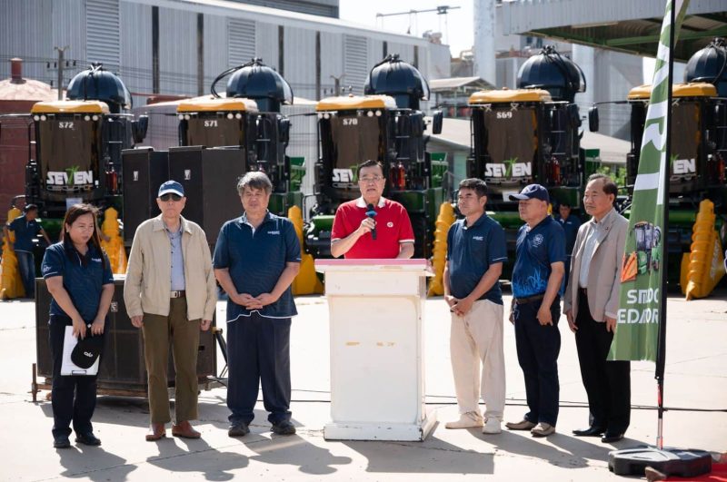 Official handover of 23 Samart Predator sugarcane harvesters to Saharuang Co. sugar mill